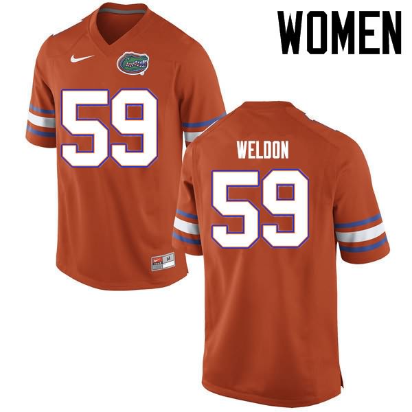 NCAA Florida Gators Danny Weldon Women's #59 Nike Orange Stitched Authentic College Football Jersey LOK4564KG